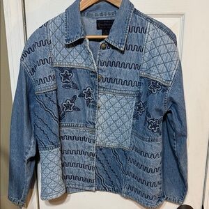 New Direction 100% Cotton  Denim Patchwork Jacket with Embroidery Medium